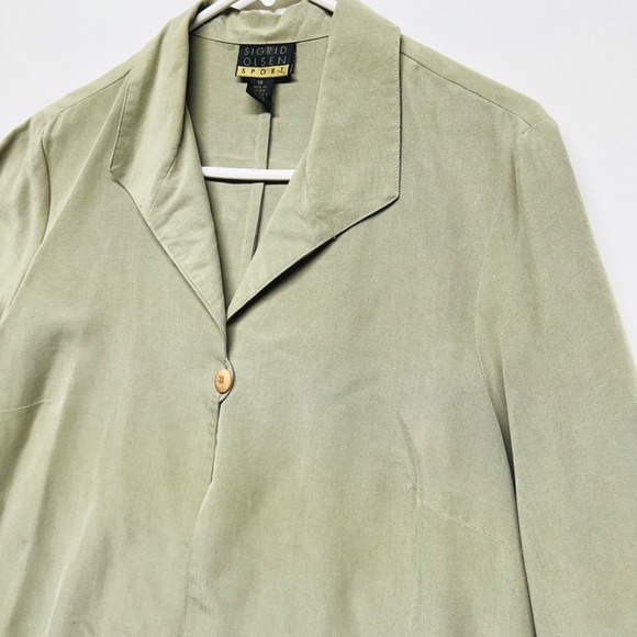 Sigrid Olsen Sport Sage Green Business Casual Jacket Linen Blend Women's 14 - Picture 6 of 15